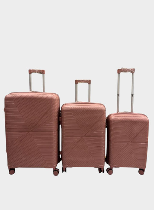 Elegant Rose 3-Piece Luggage Trolley Set with Built-in TSA Lock, Reinforced Grip Handles, Retractable Handle, Premium PP Material, and 360° Spinner Wheels – Available in Sizes 20", 24", and 28".