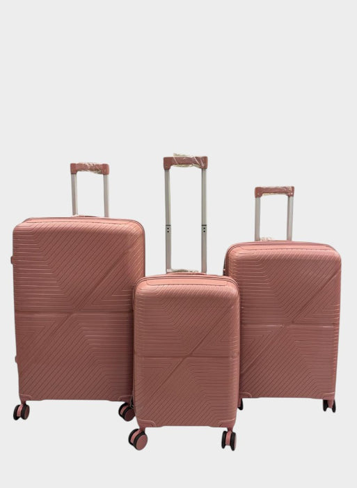 Elegant Rose 3-Piece Luggage Trolley Set with Built-in TSA Lock, Reinforced Grip Handles, Retractable Handle, Premium PP Material, and 360° Spinner Wheels – Available in Sizes 20", 24", and 28".