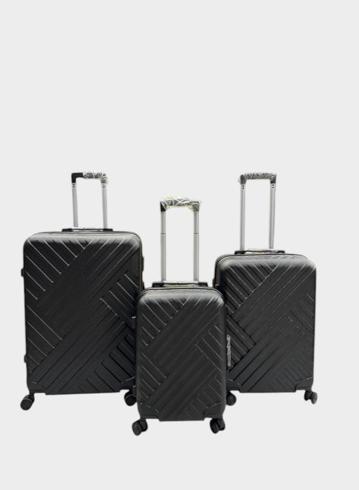 Elegant Black 3-Piece Luggage Trolley Set with Built-in TSA Lock, Reinforced Grip Handles, Retractable Handle, Premium ABS Material, and 360° Spinner Wheels – Available in Sizes 20", 24", and 28".